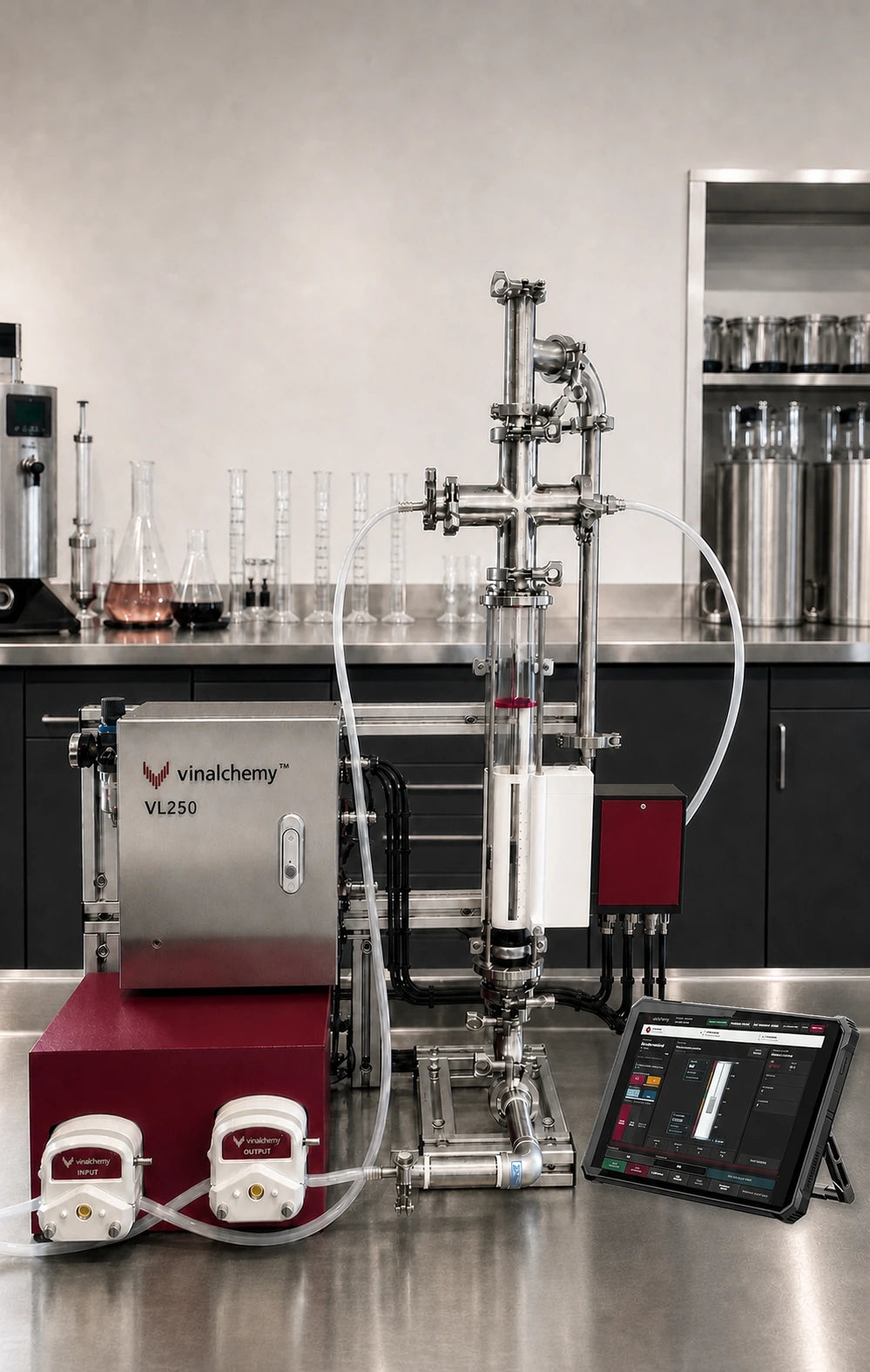 Vinalchemy VL250 laboratory system used to develop wine-specific treatments
